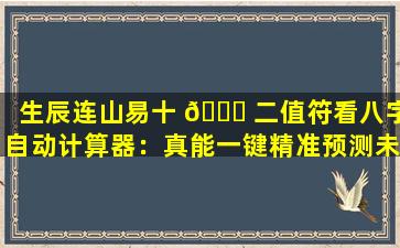 生辰连山易十 🐎 二值符看八字自动计算器：真能一键精准预测未来